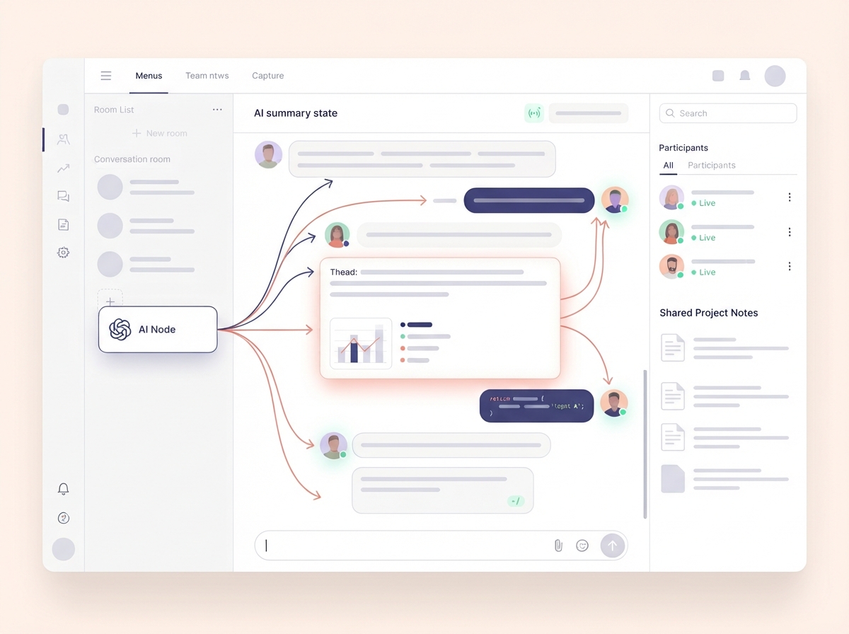 Three teammates co-creating around a live ShareChat AI conversation